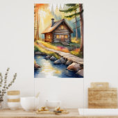 ログキャビン川3 ポスター (キッチン)