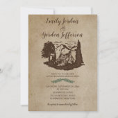 ログキャビン素朴アウトドア結婚ズロッジマウンテン 招待状 (正面)