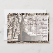 ログキャビン素朴インウッズティール(緑がかった色)結婚式招待状 招待状 (裏面)