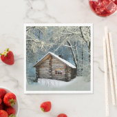 ログキャビン素朴ウィンター魔法 スタンダードランチョンナプキン (インサイチュ)