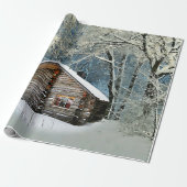 ログキャビン素朴ウィンター魔法 ラッピングペーパー (アンロールド)