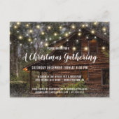 ログキャビン素朴クリスマスパーティの招待状 インビテーションポストカード (正面)