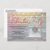 ログキャビン素朴クリスマスパーティの招待状 案内ポストカード (正面/裏面)