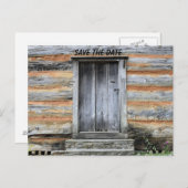 ログキャビン素朴ハウス日付招待状を保存 案内ポストカード (正面/裏面)