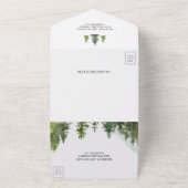 ログキャビン素朴マウンテンフォレストレイク結婚ズ オールインワン招待状 (外側)