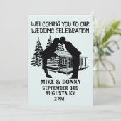 ログキャビン結婚の対キスをする招待状 招待状 (スタンド正面)