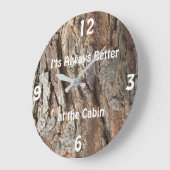 ログキャビン、カントリーホーム、木の樹皮 ラージ壁時計 (傾斜)