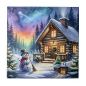 ログキャビン – クリスマス タイル (正面)