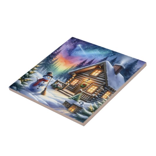 ログキャビン – クリスマス タイル (側面)