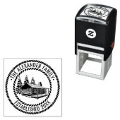 ログキャビン　冬　雪　家族　名前　設立日 セルフインキングスタンプ (インサイチュ)