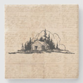 ログキャビ素朴ン自然フォレストアートヴィンテージスクリプト ストーンコースター (正面)