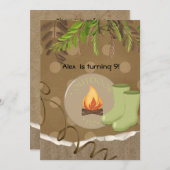 ログキャンプパーティー誕生日招待状 招待状 (正面/裏面)