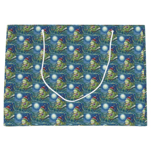 ログサンタのカエル，クリスマス大抱き枕 ラージペーパーバッグ (正面)