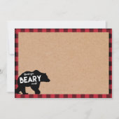 ログジャケットのクマの赤ちゃんのシャワーお礼カード 招待状 (正面)