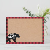 ログジャケットのクマの赤ちゃんのシャワーお礼カード 招待状 (スタンド正面)