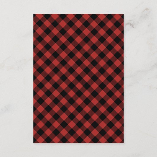 ログジャケットのチェック柄のカヌーと矢印の結婚式の披露宴 エンクロージャーカード (裏面)