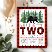 ログジャケット クマの少年 2歳の誕生日パーティー招待状 招待状