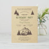 ログハウスでの穏やかな退職パーティーの招待状 招待状 (スタンド正面)