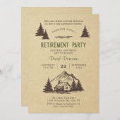 ログハウスでの穏やかな退職パーティーの招待状 招待状 (正面/裏面)