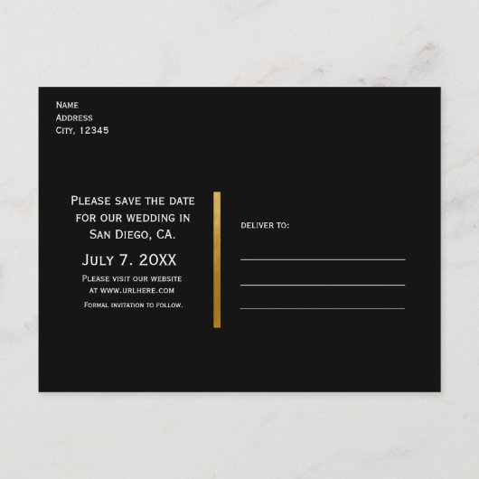 ログハウスと木のイルミネーションのウェディング・セーブ・ザ・デート 案内ポストカード (裏面)