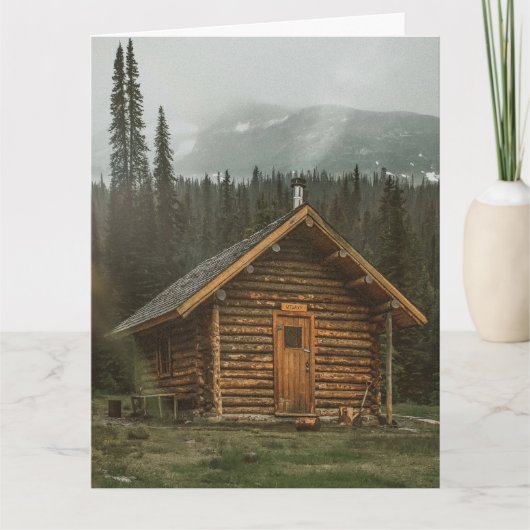 ログハウスのある田舎風のグリーティングカード カード (正面)