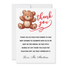 ログハウスのクマの男の子のベイビーシャワーのお礼