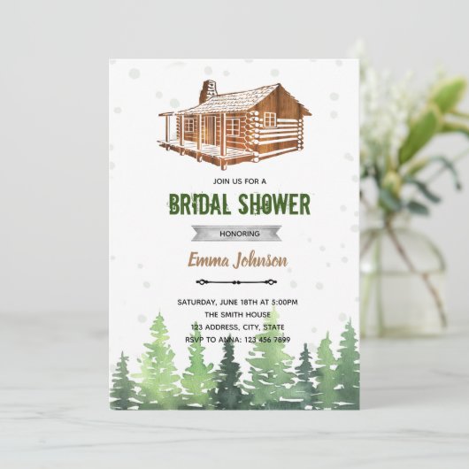 ログハウスの木のテーマ招待状 招待状 (スタンド正面)