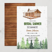 ログハウスの木のテーマ 招待状 (正面/裏面)