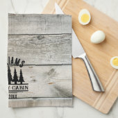 ログハウススタイルのフォレストファミリーカバンネーム入り キッチンタオル (四つ折り)