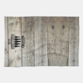 ログハウススタイルのフォレストファミリーカバンネーム入り キッチンタオル (横)