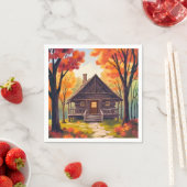 ログハウス | 紅葉の森 水彩 スタンダードカクテルナプキン (インサイチュ)