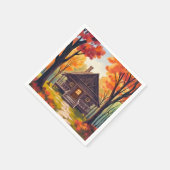 ログハウス | 紅葉の森 水彩 スタンダードカクテルナプキン (角)