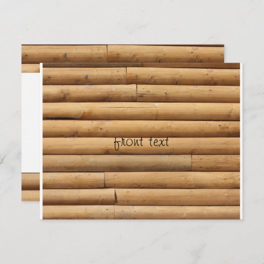 ログフェイクキャビンのサイディング背景 招待状 (正面/裏面)