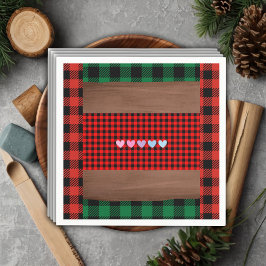 ログフランネル素朴プレイドハートベビーシャワー スタンダードカクテルナプキン