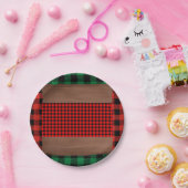 ログフランネル素朴プレイドハートベビーシャワー ペーパープレート (パーティー)