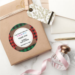 ログフランネル素朴プレイドハートベビーシャワー ラウンドシール