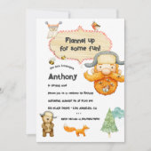 ログボーイの子供用ギンガム誕生日パーティーの写真 招待状 (正面)