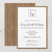 ログマークがアクセントの木のワークショップイベント 招待状 (正面/裏面)