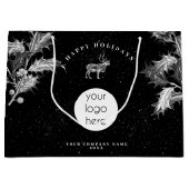 ログマーク　クリスマス　ビジネス　ブラック　ホワイト　カントリー ラージペーパーバッグ (正面)