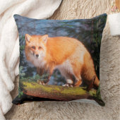 ログ上の赤いキツネ クッション (ブランケット)