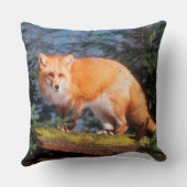 ログ上の赤いキツネ クッション (裏面)