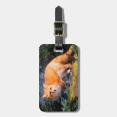 ログ上の赤いキツネ ラゲッジタグ (正面縦)