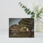 ログ小屋と木のライトの結婚式の招待状カード 招待状 (スタンド正面)
