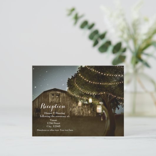 ログ小屋と木のライトの結婚式の招待状カード 招待状 (スタンド正面)