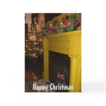 ログ火災とクリスマスライト、シェフィールド。