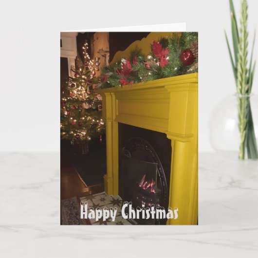 ログ火災とクリスマスライト、シェフィールド。 シーズンカード (正面)