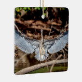 ログ素晴らしに青いヘロン セラミックオーナメント (右)