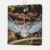 ログ素晴らしに青いヘロン セラミックオーナメント (左)