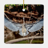 ログ素晴らしに青いヘロン セラミックオーナメント (裏面)