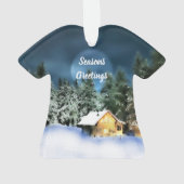 ログ素朴キャビン満月 オーナメント (裏面)